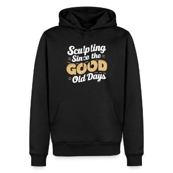 Sculpteurs de sable professionnels sur la plage du - Sweat à capuche Premium bio Homme - noir - Devant - Nico (187cm)