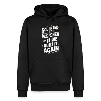 Sculpteurs de sable professionnels sur la plage du - Sweat à capuche Premium bio Homme - noir - Devant - Nico (187cm)