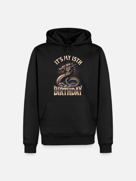 Dragon 15th Birthday Dragon - Men’s Premium Organic Hoodie - black