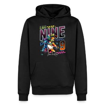 9e anniversaire des filles de motocross - Sweat à capuche Premium bio Homme - noir - Devant - Nico (187cm)