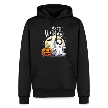 Halloween Cat Full Moon Pumpkin Ghost Kids - Men’s Premium Organic Hoodie - black - Front - Nico (187cm)