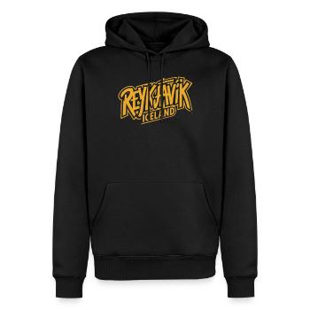 Reykjavík Islande Souvenir Design - Sweat à capuche Premium bio Homme - noir - Devant - Nico (187cm)
