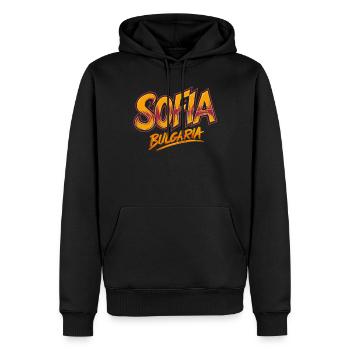 Sofia Bulgarie Souvenir - Sweat à capuche Premium bio Homme - noir - Devant - Nico (187cm)