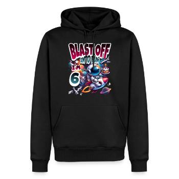 Astronaut 6. Geburtstag Weltall - Männer Premium Bio Hoodie - Schwarz - Vorne - Nico (187cm)