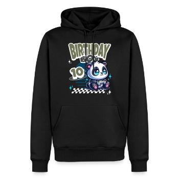 10e anniversaire Enfants Anniversaire Gaming Panda - Sweat à capuche Premium bio Homme - noir - Devant - Nico (187cm)