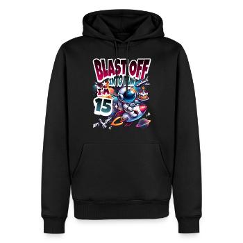 Espace du 15e anniversaire de l'astronaute - Sweat à capuche Premium bio Homme - noir - Devant - Nico (187cm)
