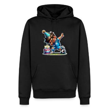 Anniversaire de football pour enfants - Sweat à capuche Premium bio Homme - noir - Devant - Nico (187cm)