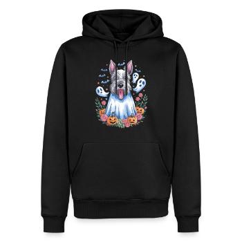 Chien mignon en costume de fantôme d'Halloween avec - Sweat à capuche Premium bio Homme - noir - Devant - Nico (187cm)