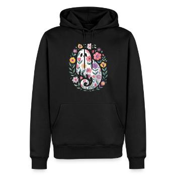 fleur Déco florale Halloween - Sweat à capuche Premium bio Homme - noir - Devant - Nico (187cm)