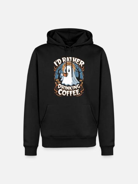 Halloween-Gespenst In Der Nacht: Lieber Kaffee - Männer Premium Bio Hoodie - Schwarz