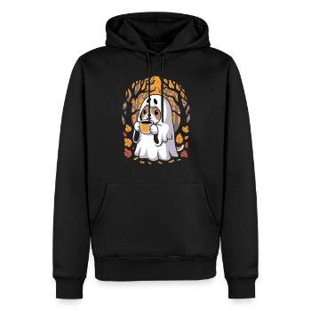 Süßer Halloween-Geist im Herbstwald - Männer Premium Bio Hoodie - Schwarz - Vorne - Nico (187cm)