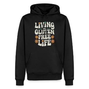 La vie La vie sans gluten - Sweat à capuche Premium bio Homme - noir - Devant - Nico (187cm)