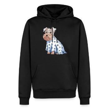 Joli chien portant un costume de fantôme d'Halloween - Sweat à capuche Premium bio Homme - noir - Devant - Nico (187cm)