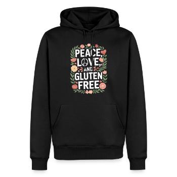Paix, amour et sans gluten - Sweat à capuche Premium bio Homme - noir - Devant - Nico (187cm)