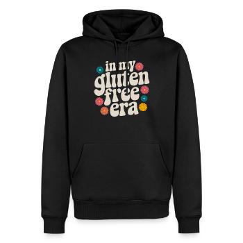 À l’époque du sans gluten - Sweat à capuche Premium bio Homme - noir - Devant - Nico (187cm)
