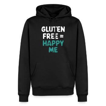 Sans gluten est synonyme de Happy Me - Sweat à capuche Premium bio Homme - noir - Devant - Nico (187cm)