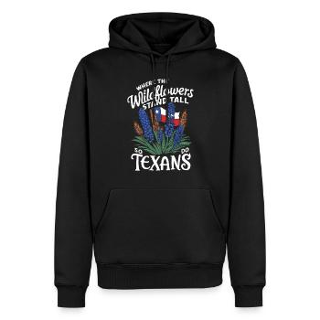 Texas Fleurs sauvages Saison Champs Fleurs Texas - Sweat à capuche Premium bio Homme - noir - Devant - Nico (187cm)