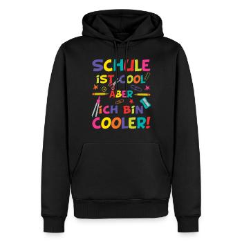 L’école est cool le premier jour d’école - Sweat à capuche Premium bio Homme - noir - Devant - Nico (187cm)