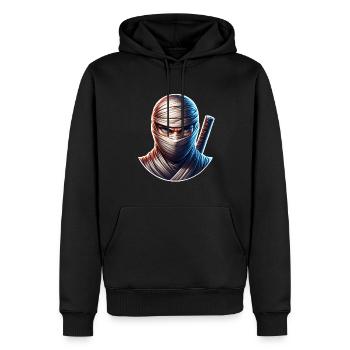 Ninja - Männer Premium Bio Hoodie - Schwarz - Vorne - Nico (187cm)