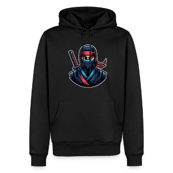 Ninja - Männer Premium Bio Hoodie - Schwarz - Vorne - Nico (187cm)