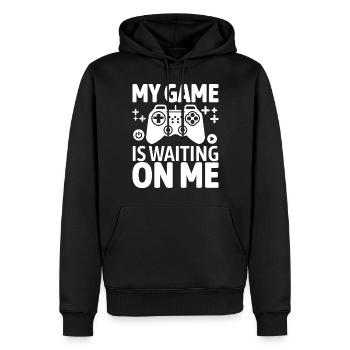 My Game is Waiting on Me Manette de jeu amusante - Sweat à capuche Premium bio Homme - noir - Devant - Nico (187cm)