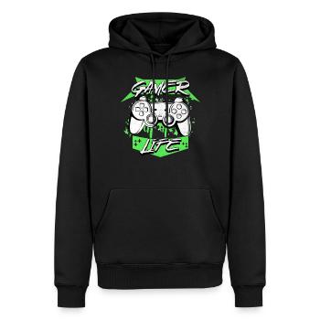 Gamer Life Retro Game Controller Grafikdesign - Männer Premium Bio Hoodie - Schwarz - Vorne - Nico (187cm)