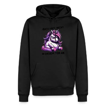 Ne me regarde pas sur ce ton - Sweat à capuche Premium bio Homme - noir - Devant - Nico (187cm)