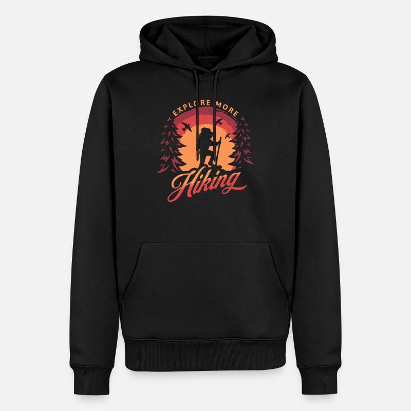 Entdecken Sie mehr Wanderabenteuer - Männer Premium Bio Hoodie - Schwarz