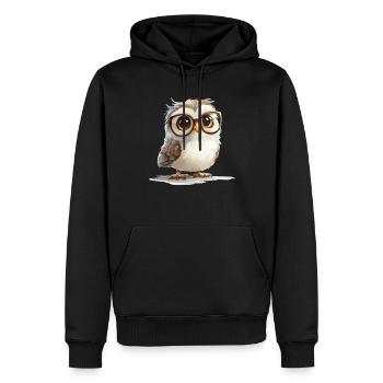 Hibou mignon avec des lunettes - Sweat à capuche Premium bio Homme - noir - Devant - Nico (187cm)