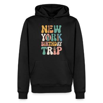 Voyage d’anniversaire à New York - Sweat à capuche Premium bio Homme - noir - Devant - Nico (187cm)