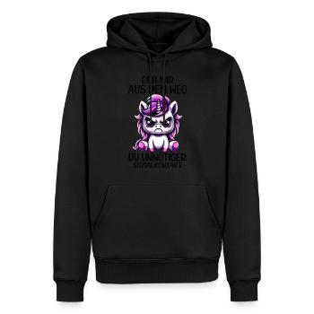 Écarte-toi de mon chemin, contact social inutile - Sweat à capuche Premium bio Homme - noir - Devant - Nico (187cm)