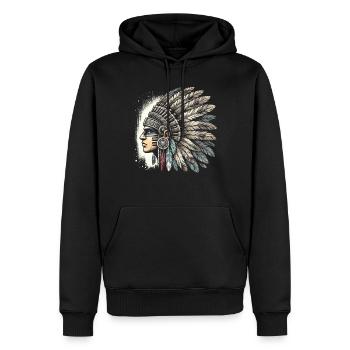 Aztekischer Krieger Mit Traditioneller - Männer Premium Bio Hoodie - Schwarz - Vorne - Nico (187cm)