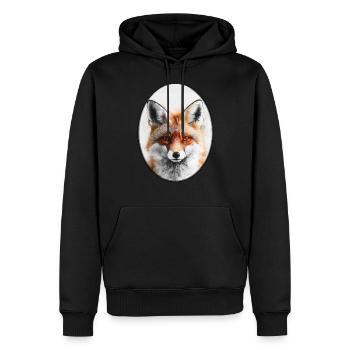 Rotfuchs Portrait - Männer Premium Bio Hoodie - Schwarz - Vorne - Nico (187cm)