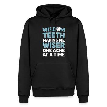 Drôle de survivant de la dent de sagesse | Dentaire - Sweat à capuche Premium bio Homme - noir - Devant - Nico (187cm)