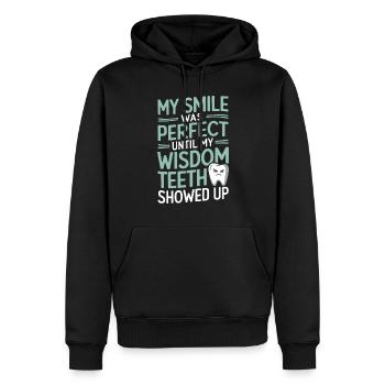 Drôle de survivant de la dent de sagesse | Dentaire - Sweat à capuche Premium bio Homme - noir - Devant - Nico (187cm)