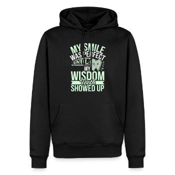 Drôle de survivant de la dent de sagesse | Dentaire - Sweat à capuche Premium bio Homme - noir - Devant - Nico (187cm)