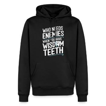 Drôle de survivant de la dent de sagesse | Dentaire - Sweat à capuche Premium bio Homme - noir - Devant - Nico (187cm)