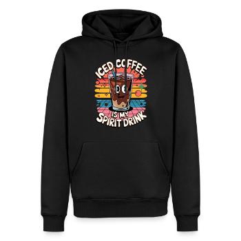 Le café glacé est ma boisson spiritueuse - Sweat à capuche Premium bio Homme - noir - Devant - Nico (187cm)