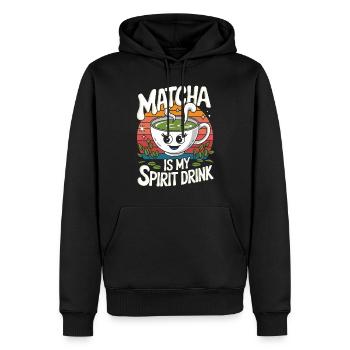 Matcha Is My Spirit Drink Fun Design - Men’s Premium Organic Hoodie - black - Front - Nico (187cm)