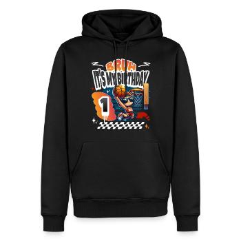 Basketball 1er anniversaire - Sweat à capuche Premium bio Homme - noir - Devant - Nico (187cm)