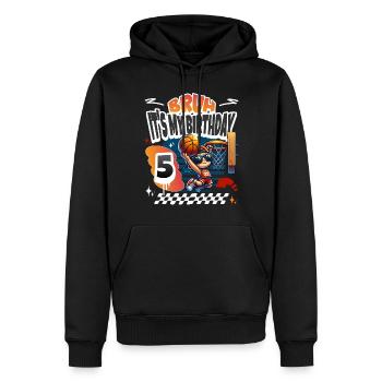 5e anniversaire de basket-ball - Sweat à capuche Premium bio Homme - noir - Devant - Nico (187cm)