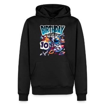 Astronaute 10e anniversaire Espace - Sweat à capuche Premium bio Homme - noir - Devant - Nico (187cm)