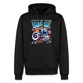 6e anniversaire de l’astronaute Espace - Sweat à capuche Premium bio Homme - noir - Devant - Nico (187cm)