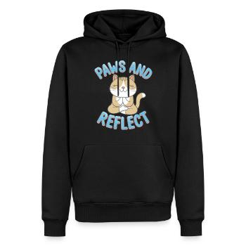 Pattes Et Réfléchir Chat Yoga Méditation - Sweat à capuche Premium bio Homme - noir - Devant - Nico (187cm)