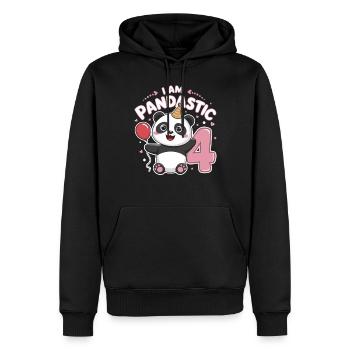 Je suis Pandastic 4e anniversaire Panda - Sweat à capuche Premium bio Homme - noir - Devant - Nico (187cm)