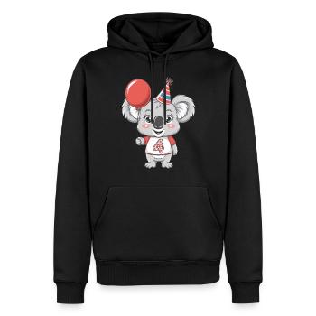 4ème anniversaire Koala avec ballon et chapeau de fête - Sweat à capuche Premium bio Homme - noir - Devant - Nico (187cm)