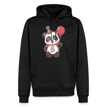 Panda 5ème anniversaire avec ballon et chapeau de fête - Sweat à capuche Premium bio Homme - noir - Devant - Nico (187cm)