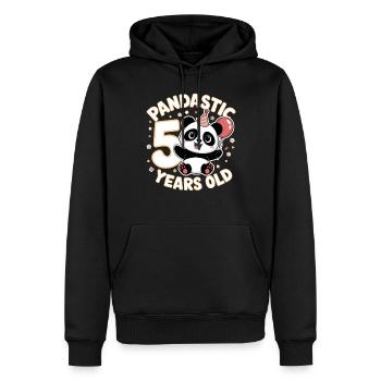 5ème anniversaire Panda Ours Panda Table 5 ans - Sweat à capuche Premium bio Homme - noir - Devant - Nico (187cm)