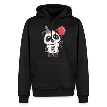 Panda mignon avec ballon et chapeau de fête pour le 5ème anniversaire - Sweat à capuche Premium bio Homme - noir - Devant - Nico (187cm)
