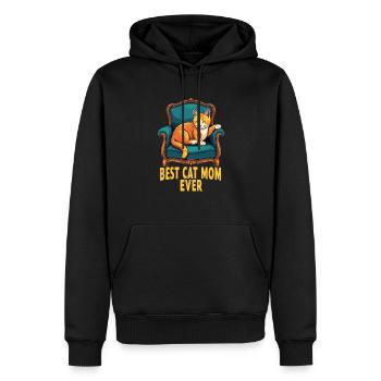 Meilleure maman chat - Sweat à capuche Premium bio Homme - noir - Devant - Nico (187cm)